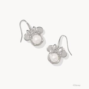 Disney Kendra Scott Silver Minnie Mouse Drop Earrings in Pearl NWT